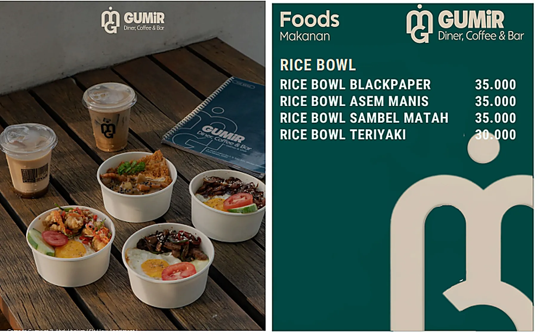 Menu GUMIR Diner — Rice Bowl