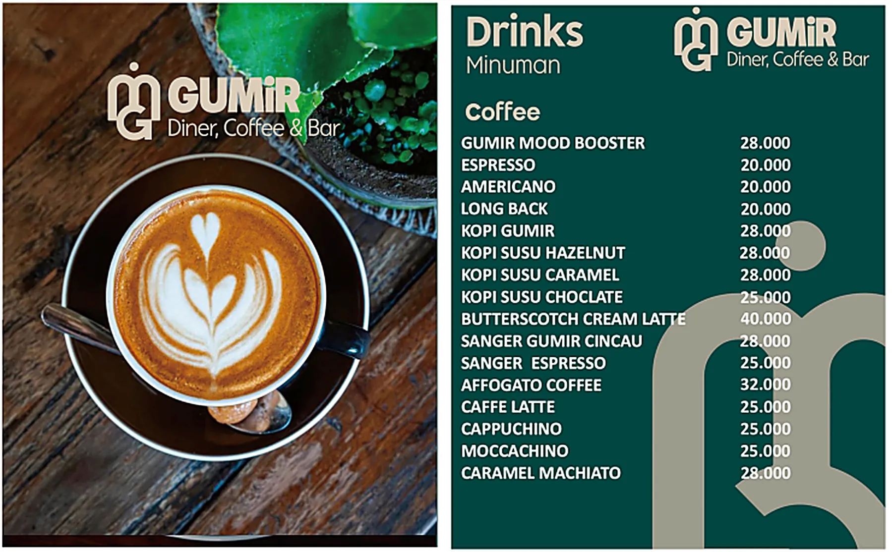 Menu GUMIR Diner — Drinks — Coffee